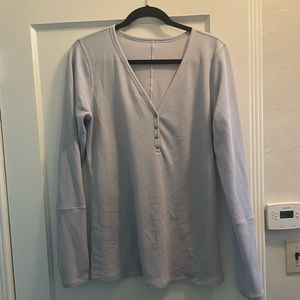 Lululemon Gray Long-sleeve Waffle Textured Shirt